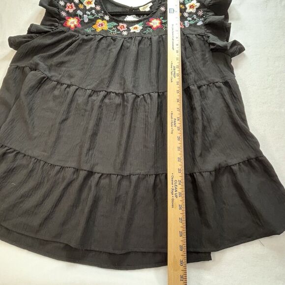 ODDY Peasant Top Black Embroidered Boho Indie Hipster Summer Blouse - Picture 6 of 9